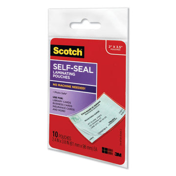 Scotch™ Self-sealing Laminating Pouches, 9.5 Mil, 3.88" X 2.44", Gloss Clear, 25-pack freeshipping - TVN Wholesale